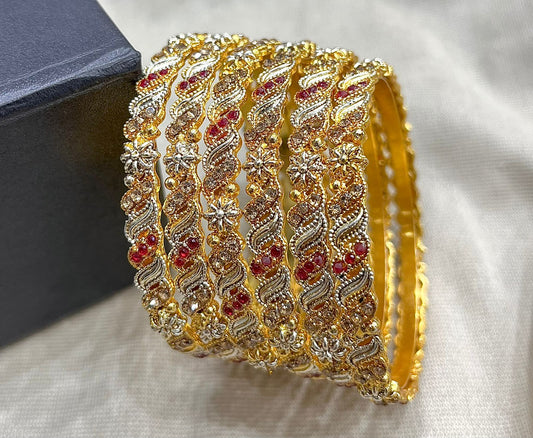 Gold Bangle (Red stones)