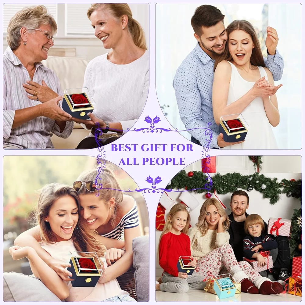 Rotating Rose Box + Adjustable Heart Ring 💖 (With Gift Bag)