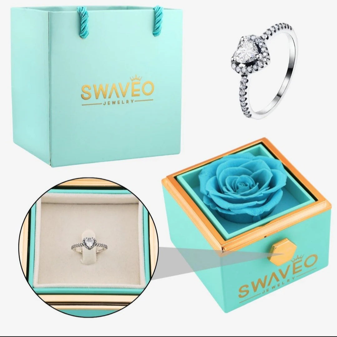 Rotating Rose Box + Adjustable Heart Ring 💖 (With Gift Bag)